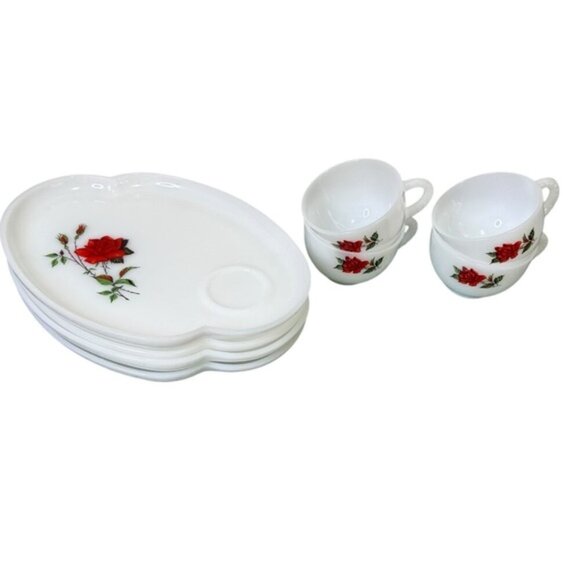 Vintage Federal Milk Glass Snack Set